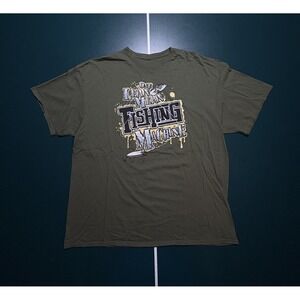 Vintage Funny Fishing T shirt Size‎ XL One Lean Fishing Machine Graphic Green